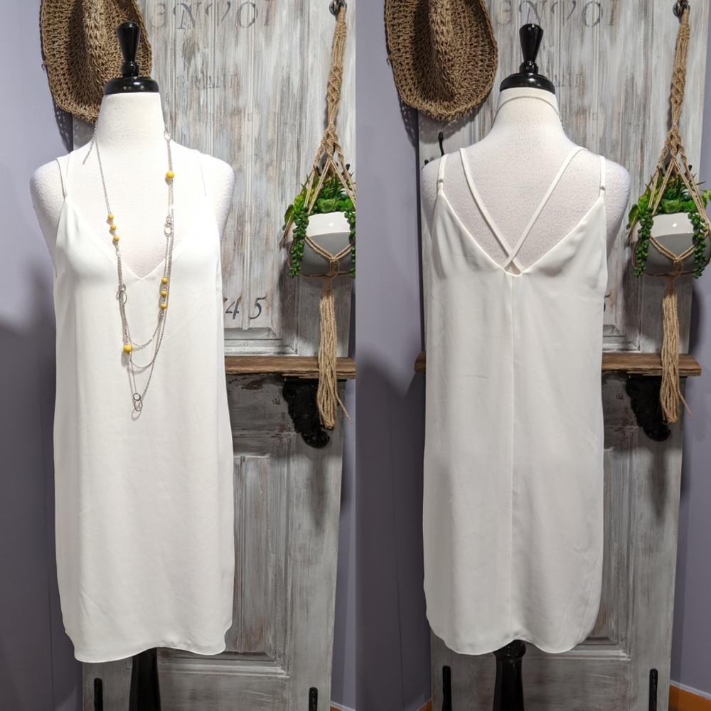 Topshop white strappy back shift dress